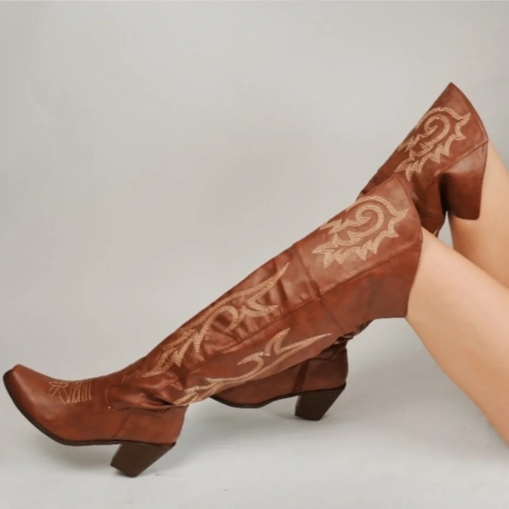 New Whiskey Brown Western Boots Women's Cowgirl Boots Sz 6-11